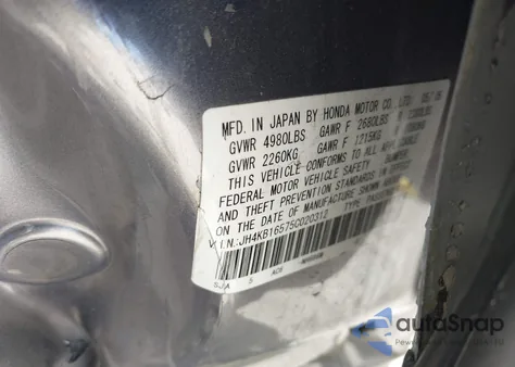 2005 Acura Rl 3.5 из США, поврежденный, VIN JH4KB16575C020312